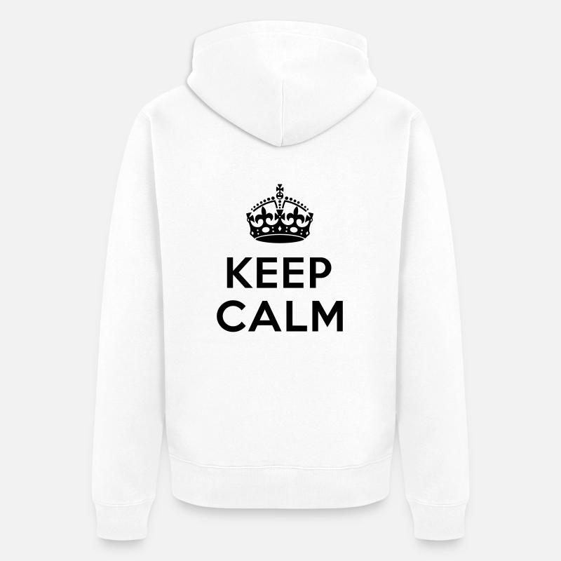Keep calm Your Text - Veste à capuche bio Premium Unisexe - blanc