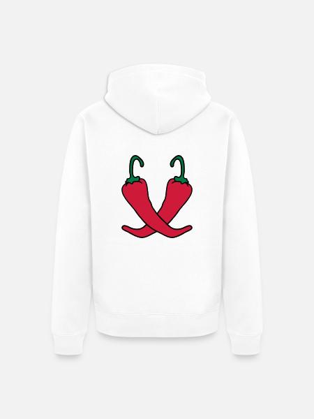 2 piments Chili chaud chaud - Veste à capuche bio Premium Unisexe - blanc