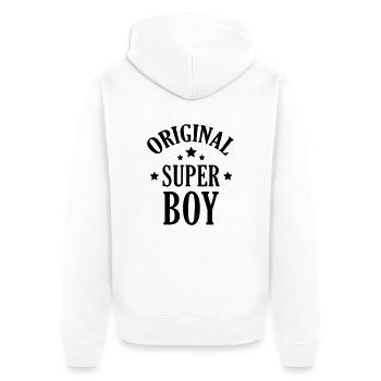 Boy Garçon Baby Junge Son Fils Sohn Bébé Birth - Unisex Premium Organic Zip Hoodie - white - Back - Thijin (182cm)