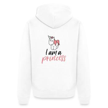 I am a princess Prinzessin - Unisex Premium Bio Zip Hoodie - Weiß - Hinten - Thijin (182cm)