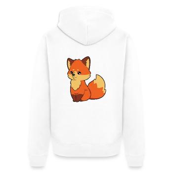 Fuchs - Unisex Premium Bio Zip Hoodie - Weiß - Hinten - Thijin (182cm)