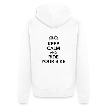 keep calm and ride your bike Fahrrad Drahtesel Rad - Unisex Premium Bio Zip Hoodie - Weiß - Hinten - Thijin (182cm)