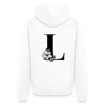 Buchstabe L - Unisex Premium Bio Zip Hoodie - Weiß - Hinten - Thijin (182cm)