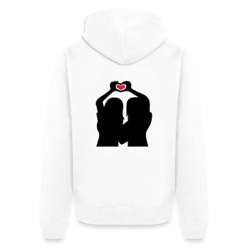 Handherz Silhouette Girlfriends - Unisex Premium Organic Zip Hoodie - white - Back - Thijin (182cm)