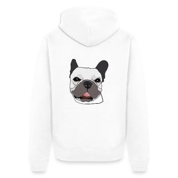 Français Bulldog avec lunettes de soleil Chien - Veste à capuche bio Premium Unisexe - blanc - Dos - Thijin (182cm)