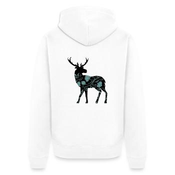Deer - Unisex Premium Organic Zip Hoodie - white - Back - Thijin (182cm)