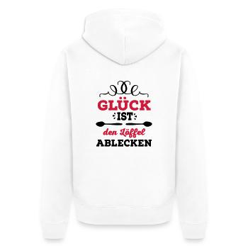 Löffel ablecken - Unisex Premium Bio Zip Hoodie - Weiß - Hinten - Thijin (182cm)