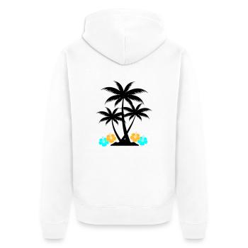 Hibiscus palmier - Veste à capuche bio Premium Unisexe - blanc - Dos - Thijin (182cm)