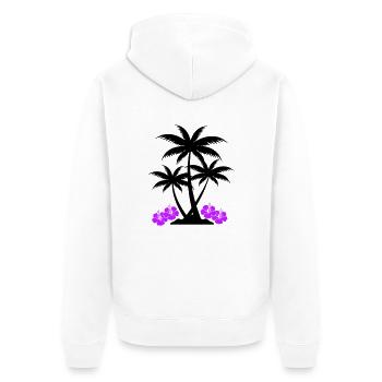 palme hibiskus - Unisex Premium Bio Zip Hoodie - Weiß - Hinten - Thijin (182cm)