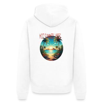 hot summer vibes - Unisex Premium Bio Zip Hoodie - Weiß - Hinten - Thijin (182cm)