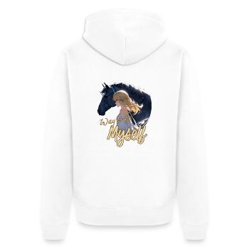 Art und Weise ich selbst zu sein - Unisex Premium Bio Zip Hoodie - Weiß - Hinten - Thijin (182cm)