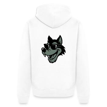 Wolf Comic - Unisex Premium Bio Zip Hoodie - Weiß - Hinten - Thijin (182cm)