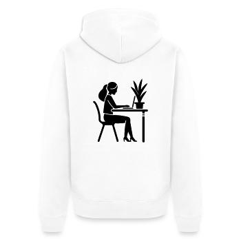 Learning, Studying, Working - Unisex Premium Organic Zip Hoodie - white - Back - Thijin (182cm)