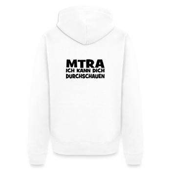 MTRA ich kann dich durchschauen - Unisex Premium Bio Zip Hoodie - Weiß - Hinten - Thijin (182cm)