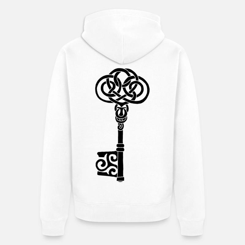 Clé celtique noire - Veste à capuche bio Premium Unisexe - blanc