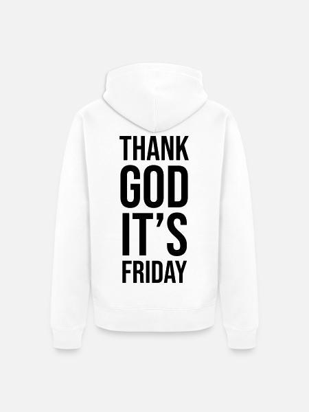 Thank God Its Friday - Unisex Premium Organic Zip Hoodie - white