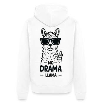 No Drama Llama funny cool alpaca with glasses - Unisex Premium Organic Zip Hoodie - white - Back - Thijin (182cm)