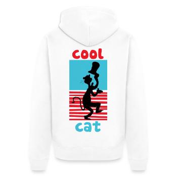 Le Chat Chapeauté Design Chat Cool Bleu-Rouge - Veste à capuche bio Premium Unisexe - blanc - Dos - Thijin (182cm)