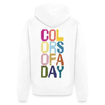 Farben des Tages - Unisex Premium Bio Zip Hoodie - Weiß - Hinten - Thijin (182cm)