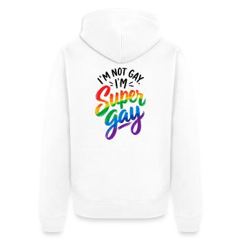 I´m not Gay I´m Supergay - Schwul - Lesbisch - LGB - Unisex Premium Bio Zip Hoodie - Weiß - Hinten - Thijin (182cm)
