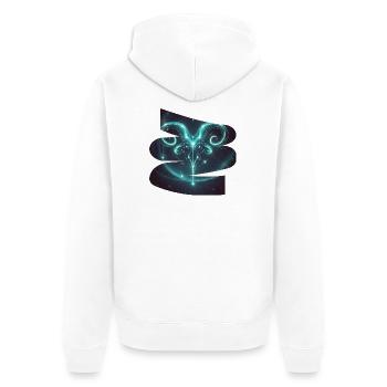 Widder-T-Shirt – Sternzeichen des Sternzeichens - Unisex Premium Bio Zip Hoodie - Weiß - Hinten - Thijin (182cm)