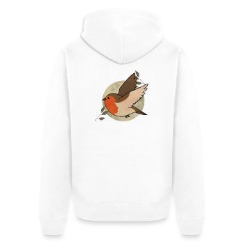 Aquarell Robin auf Kreis - Unisex Premium Bio Zip Hoodie - Weiß - Hinten - Thijin (182cm)