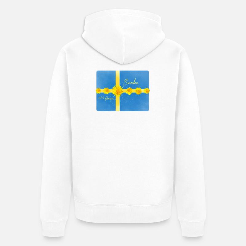Suède Fleurs Suède Drapeau - Veste à capuche bio Premium Unisexe - blanc