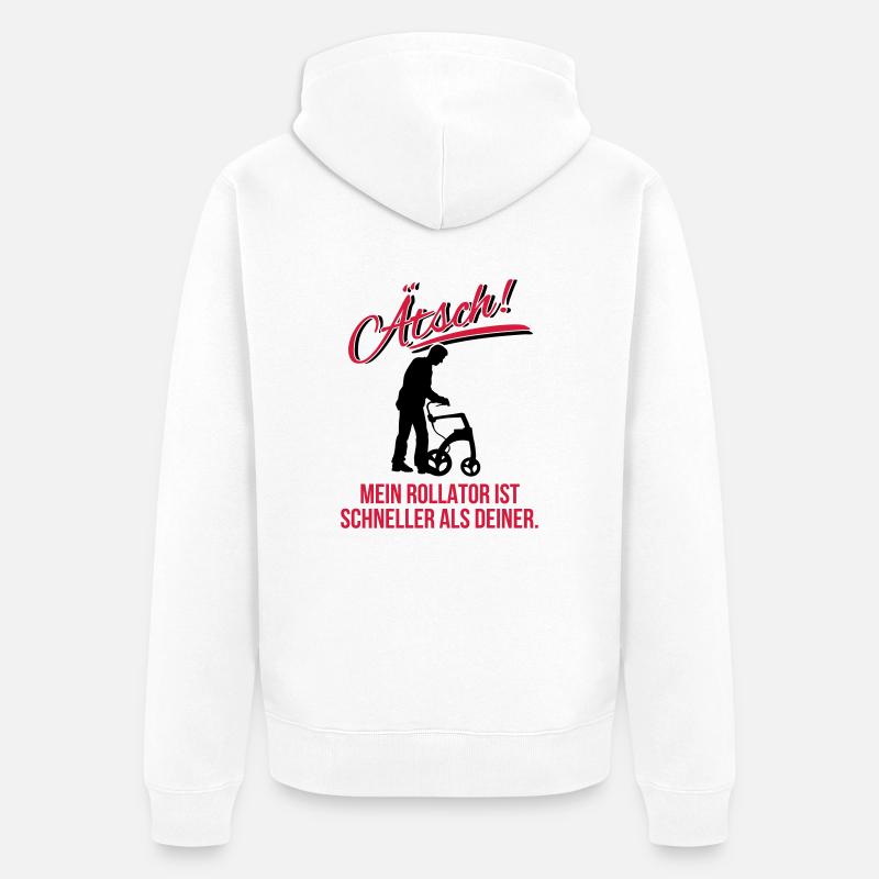 Ätsch ich bin schneller - Unisex Premium Bio Zip Hoodie - Weiß