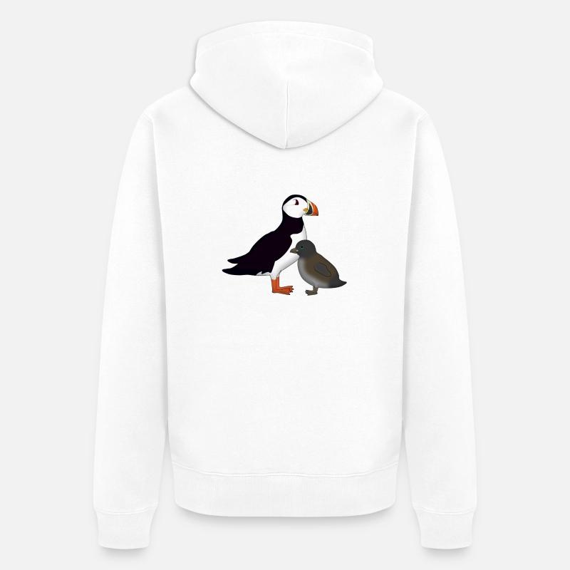 Macareux avec bébé - Veste à capuche bio Premium Unisexe - blanc