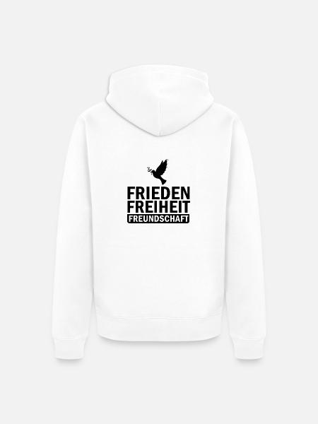 FriedenFreiheitFreundschaft - Unisex Premium Bio Zip Hoodie - Weiß
