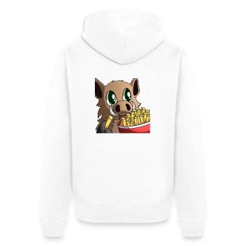 Schweinchen Pommes - Unisex Premium Bio Zip Hoodie - Weiß - Hinten - Thijin (182cm)