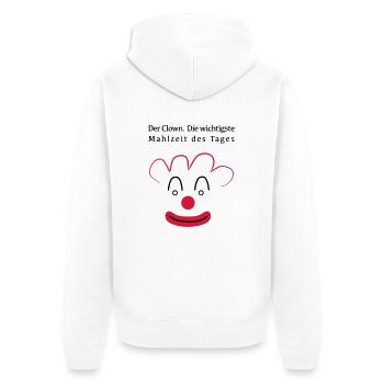 Clown gefrühstückt - Unisex Premium Bio Zip Hoodie - Weiß - Hinten - Thijin (182cm)
