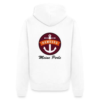 Hamburg meine Perle - Unisex Premium Bio Zip Hoodie - Weiß - Hinten - Thijin (182cm)