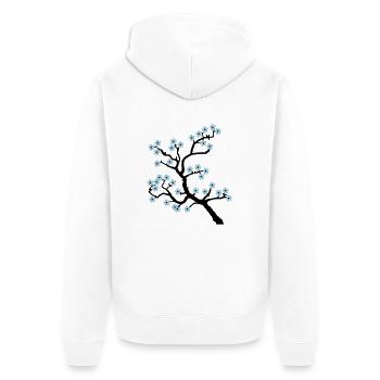 Floraison Turquoise, harnais conduite au printemps - Veste à capuche bio Premium Unisexe - blanc - Dos - Thijin (182cm)