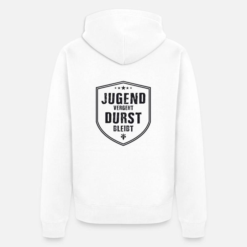Jugend vergeht Durst bleibt - Unisex Premium Bio Zip Hoodie - Weiß