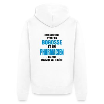 compliqué d'être un bogosse et un pharmacien - Veste à capuche bio Premium Unisexe - blanc - Dos - Thijin (182cm)