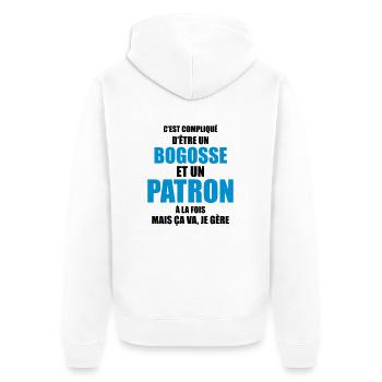 compliqué d'être un bogosse et un patron - Veste à capuche bio Premium Unisexe - blanc - Dos - Thijin (182cm)