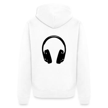 Headphones, headset, music, bass, sound, headphone - Unisex Premium Organic Zip Hoodie - white - Back - Thijin (182cm)