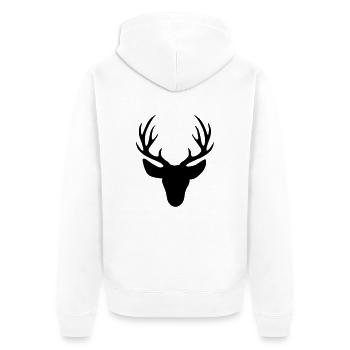 stag - deer antler - Unisex Premium Organic Zip Hoodie - white - Back - Thijin (182cm)