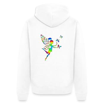 Elfe, Fee, Schmetterlinge, Magie, Schutzengel - Unisex Premium Bio Zip Hoodie - Weiß - Hinten - Thijin (182cm)