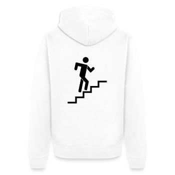 stairs runner - Unisex Premium Bio Zip Hoodie - Weiß - Hinten - Thijin (182cm)