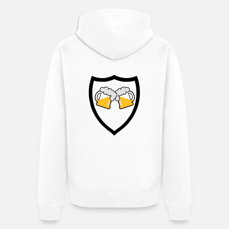 Bier Emblem 3c - Unisex Premium Bio Zip Hoodie - Weiß