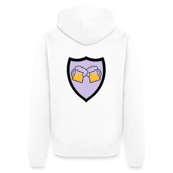 Bier Emblem 3c - Unisex Premium Bio Zip Hoodie - Weiß - Hinten - Thijin (182cm)