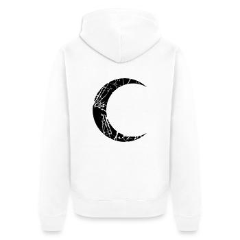 kratzer risse mond sichelmond halbmond nacht vollm - Unisex Premium Bio Zip Hoodie - Weiß - Hinten - Thijin (182cm)