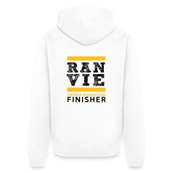 Wien Marathon Finisher - Unisex Premium Bio Zip Hoodie - Weiß - Hinten - Thijin (182cm)
