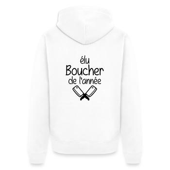 élu Boucher de l'année ! - Veste à capuche bio Premium Unisexe - blanc - Dos - Thijin (182cm)