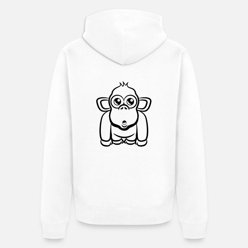douce singe drôle Dingo - Veste à capuche bio Premium Unisexe - blanc