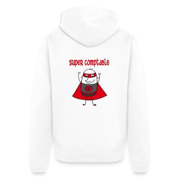 Super comptable - Unisex Premium Bio Zip Hoodie - Weiß - Hinten - Thijin (182cm)