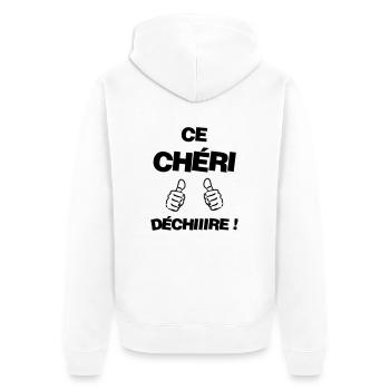 Amour / Saint Valentin / Coeur / Bébé / Love - Veste à capuche bio Premium Unisexe - blanc - Dos - Thijin (182cm)
