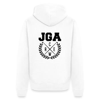 jga crew design - Unisex Premium Bio Zip Hoodie - Weiß - Hinten - Thijin (182cm)